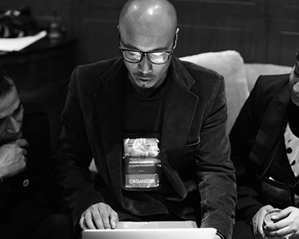 Akash Shrestha during Asia Liberty Forum 2015 with fellow Samriddhi Foundation team members Deependra Chaulagain (left) and Arpita Nepal (right). Photo credit: Judd Weiss