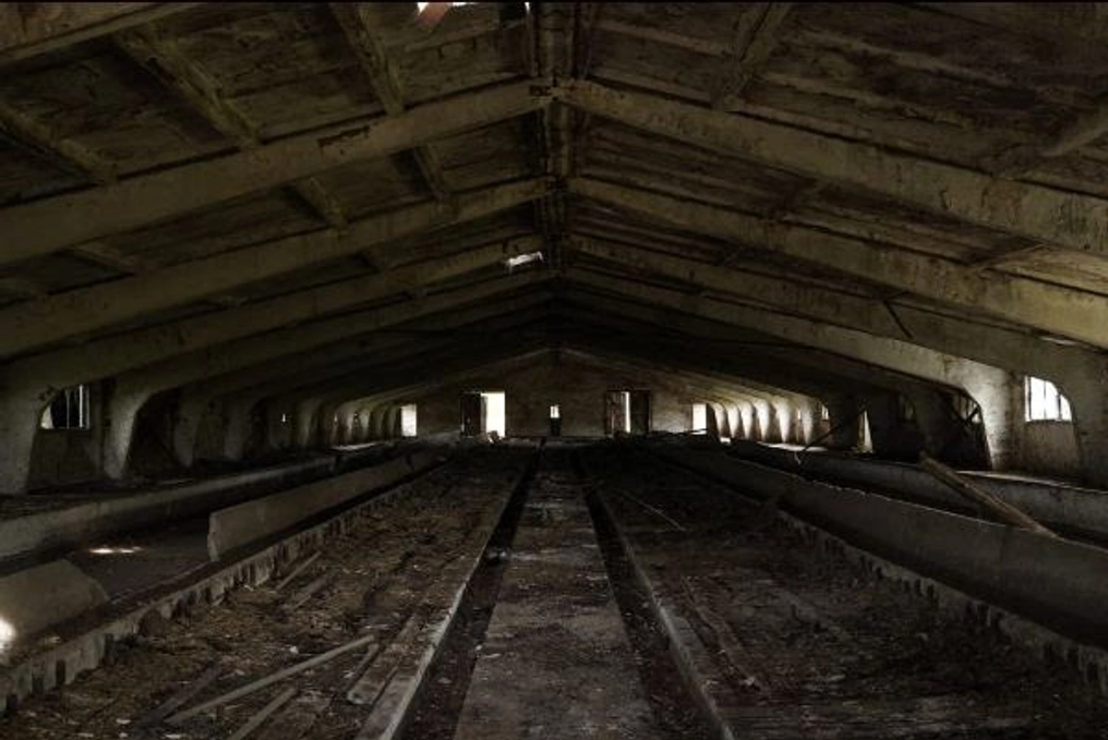 An abandoned building interior.