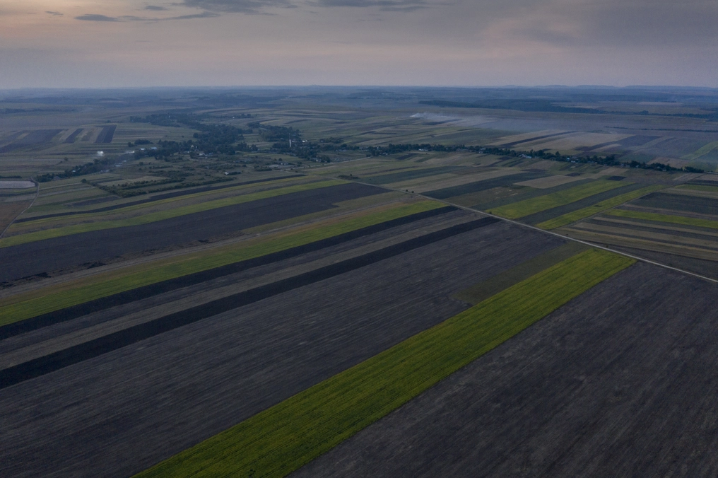 An aerial shot of farmland about 30 km outside Ternopil, Ukraine (AtlasNetwork.org Photo/Bernat Parera).