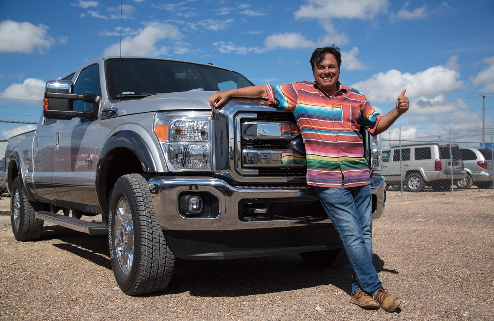 Gerardo Serrano and his formerly seized truck that was given back by Customs and Border protection.