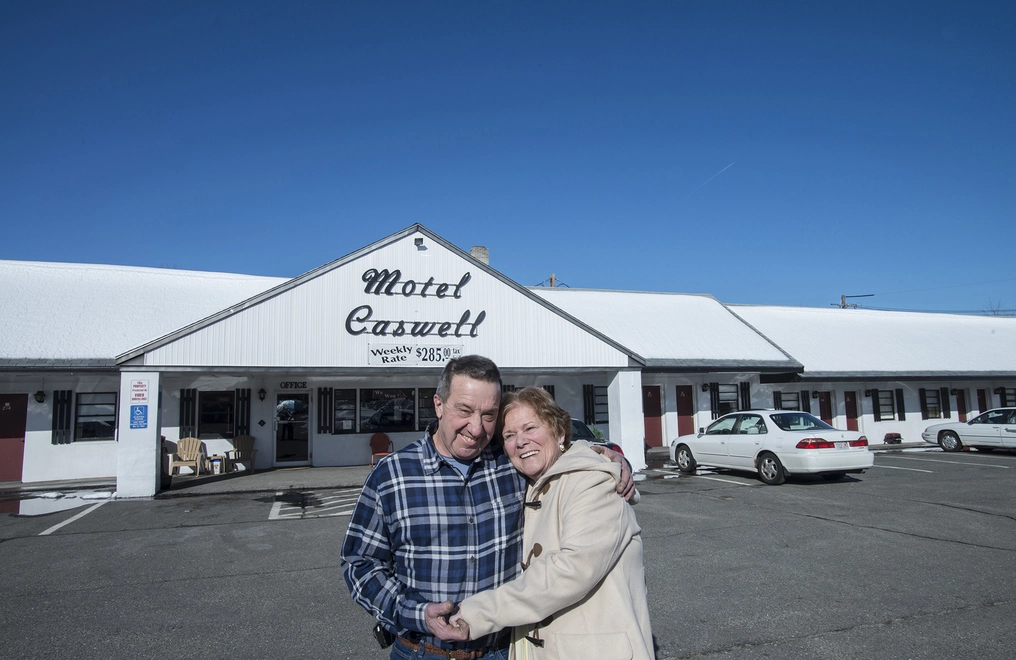 Institute for Justice clients Russ and Patricia Caswell celebrate after a three-year court battle contesting the Federal Government's use of Civil Forfeiture to take their family-owned motel.