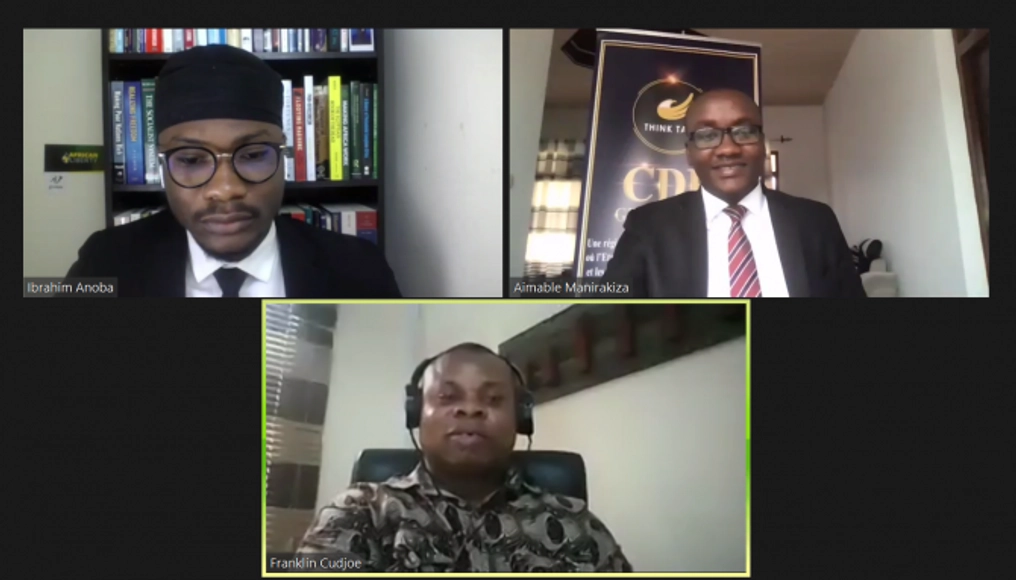 Three men video conference.